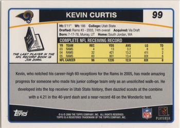 2006 Topps #99 Kevin Curtis Back