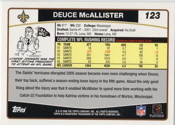 2006 Topps #123 Deuce McAllister Back