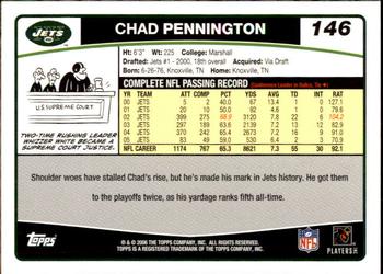 2006 Topps #146 Chad Pennington Back