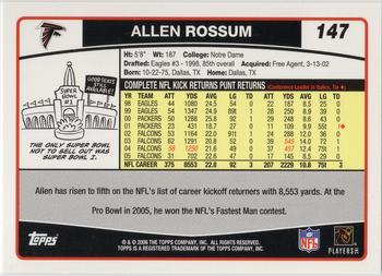 2006 Topps #147 Allen Rossum Back