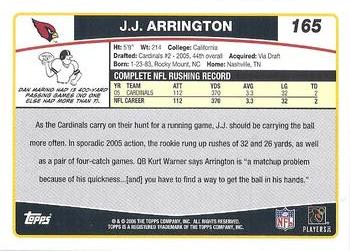 2006 Topps #165 J.J. Arrington Back