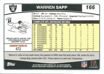 2006 Topps #166 Warren Sapp Back
