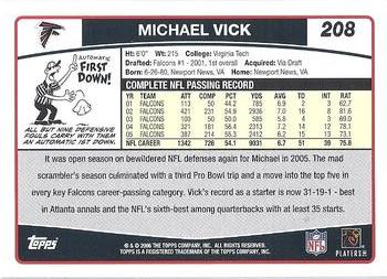 2006 Topps #208 Michael Vick Back