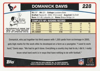 2006 Topps #228 Domanick Davis Back