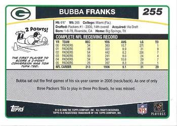 2006 Topps #255 Bubba Franks Back