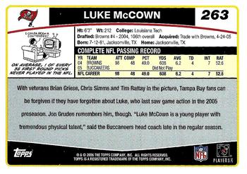 2006 Topps #263 Luke McCown Back