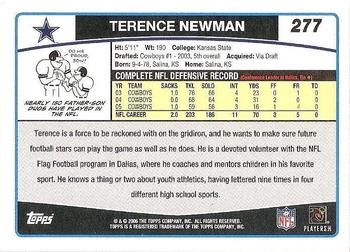 2006 Topps #277 Terence Newman Back