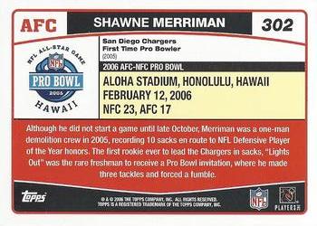 2006 Topps #302 Shawne Merriman Back