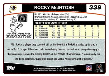 2006 Topps #339 Rocky McIntosh Back
