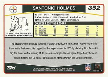 2006 Topps #352 Santonio Holmes Back