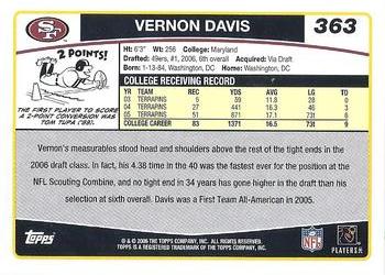 2006 Topps #363 Vernon Davis Back