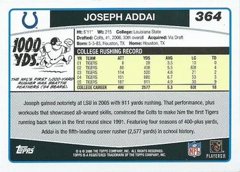 2006 Topps #364 Joseph Addai Back