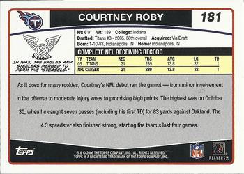 2006 Topps #181 Courtney Roby Back