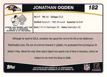 2006 Topps #182 Jonathan Ogden Back