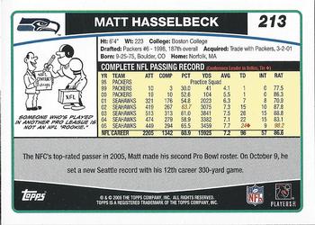 2006 Topps #213 Matt Hasselbeck Back