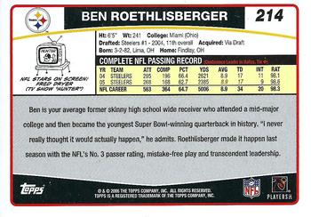 2006 Topps #214 Ben Roethlisberger Back