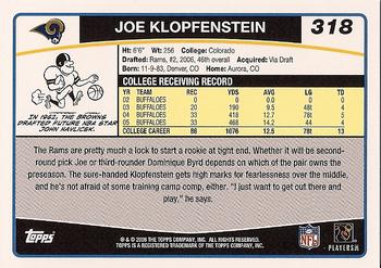 2006 Topps #318 Joe Klopfenstein Back
