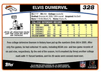 2006 Topps #328 Elvis Dumervil Back