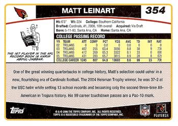 2006 Topps #354 Matt Leinart Back