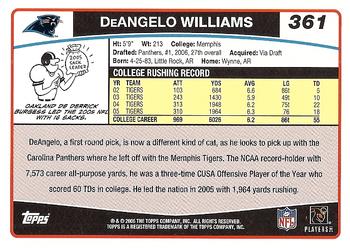 2006 Topps #361 DeAngelo Williams Back
