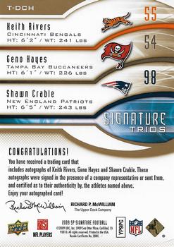 2009 SP Signature - Signature Trios #T-DCH Keith Rivers / Geno Hayes / Shawn Crable Back