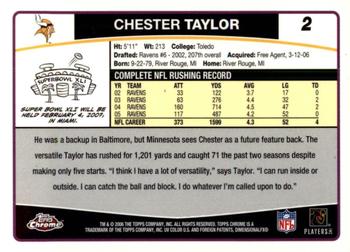 2006 Topps Chrome #2 Chester Taylor Back