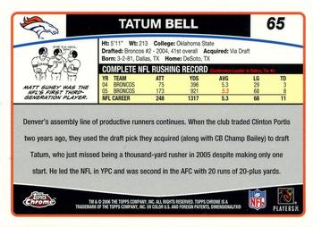 2006 Topps Chrome #65 Tatum Bell Back