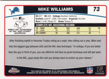 2006 Topps Chrome #73 Mike Williams Back