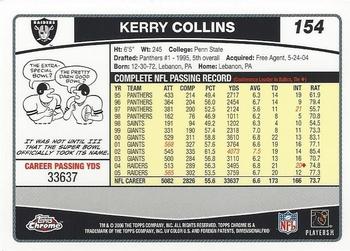 2006 Topps Chrome #154 Kerry Collins Back