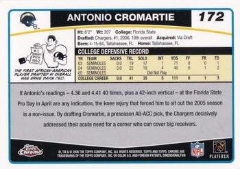 2006 Topps Chrome #172 Antonio Cromartie Back
