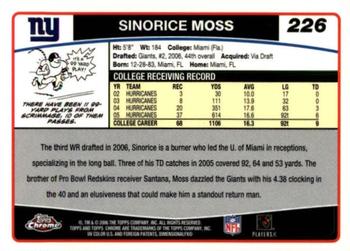 2006 Topps Chrome #226 Sinorice Moss Back