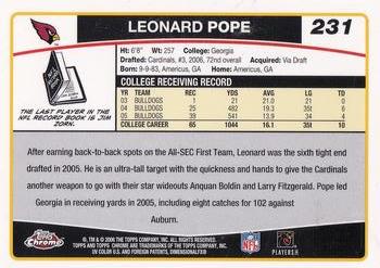 2006 Topps Chrome #231 Leonard Pope Back