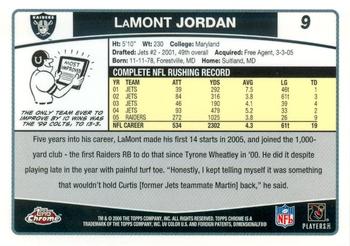 2006 Topps Chrome #9 LaMont Jordan Back