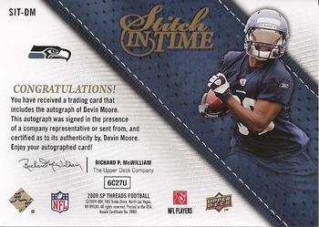 2009 SP Threads - Stitch in Time Autographs #SIT-DM Devin Moore Back