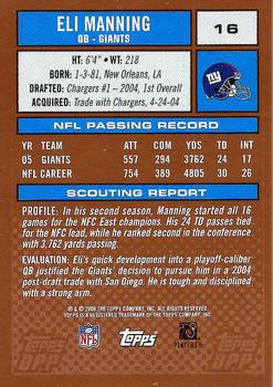 2006 Topps Draft Picks & Prospects #16 Eli Manning Back