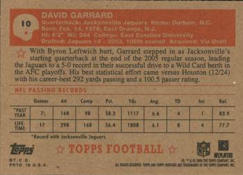 2006 Topps Heritage #10 David Garrard Back