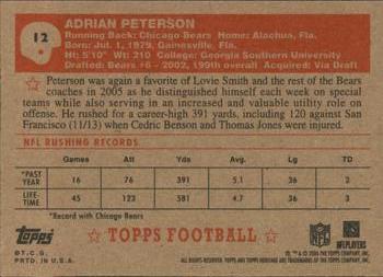 2006 Topps Heritage #12 Adrian Peterson Back
