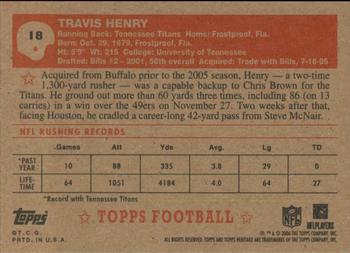 2006 Topps Heritage #18 Travis Henry Back
