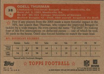 2006 Topps Heritage #38 Odell Thurman Back