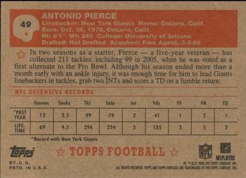 2006 Topps Heritage #49 Antonio Pierce Back