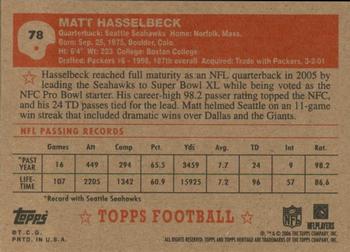 2006 Topps Heritage #78 Matt Hasselbeck Back