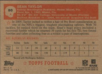 2006 Topps Heritage #80 Sean Taylor Back