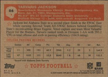 2006 Topps Heritage #86 Tarvaris Jackson Back