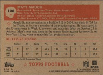 2006 Topps Heritage #106 Matt Mauck Back