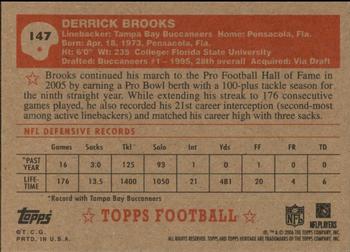 2006 Topps Heritage #147 Derrick Brooks Back