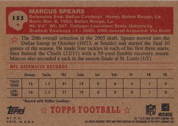 2006 Topps Heritage #153 Marcus Spears Back