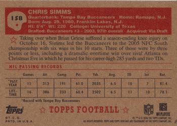 2006 Topps Heritage #158 Chris Simms Back