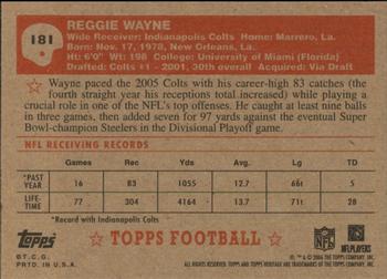 2006 Topps Heritage #181 Reggie Wayne Back
