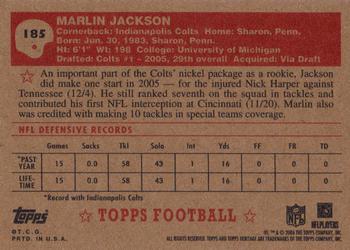 2006 Topps Heritage #185 Marlin Jackson Back