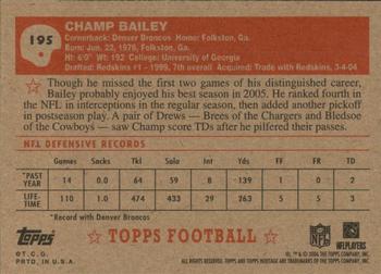 2006 Topps Heritage #195 Champ Bailey Back